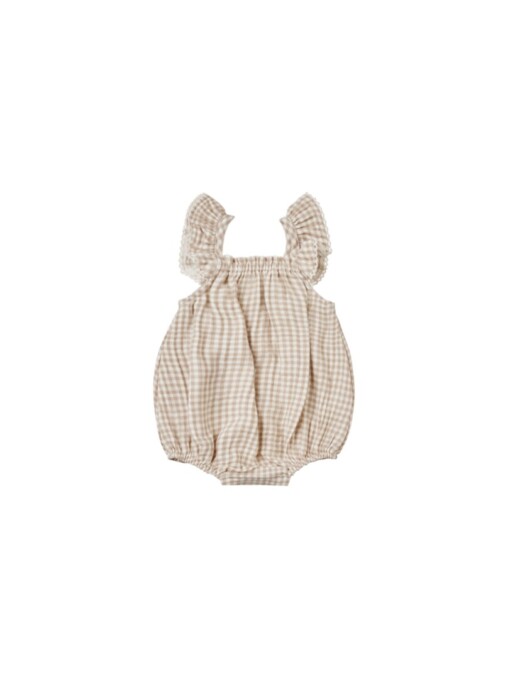 Bonnie Romper | Oat gingham | Quincy Mae