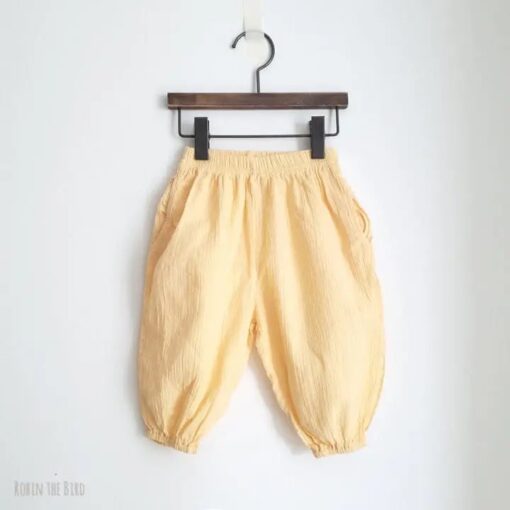 Wrinkle pants geel