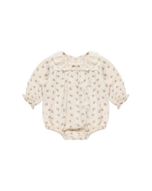Collared bubble romper | Holly berry | Quincy Mae