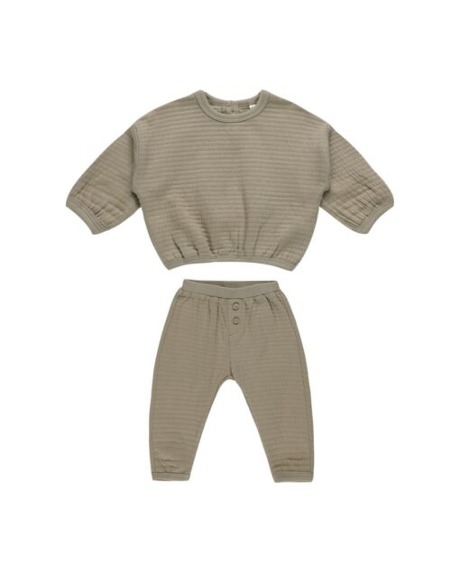 Textured sweat set | Olive | Quincy Mae