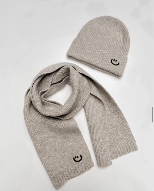 Beanie + scarf set TAUPE