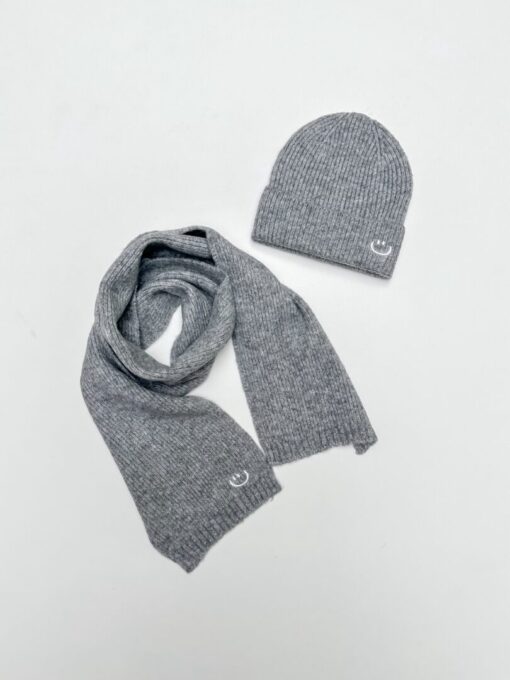 Beanie + scarf set GREY