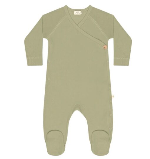 Kimono footie with button - VERDE