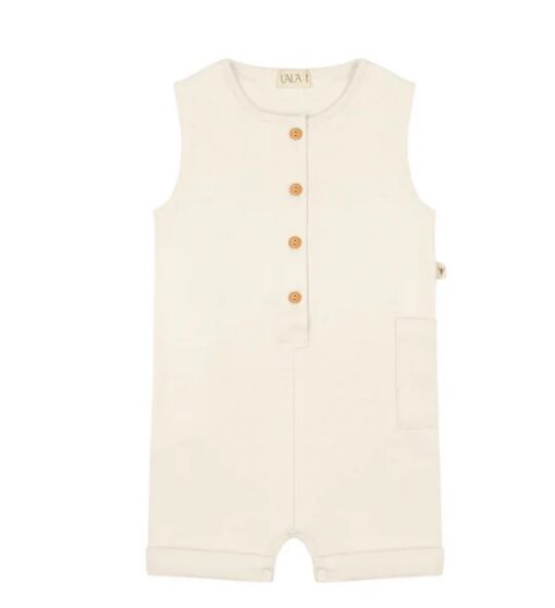 Sleeveless romper with buttons - CREMA