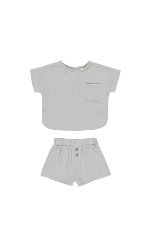 Woven boxy top + Short set | Sky | Quincy Mae