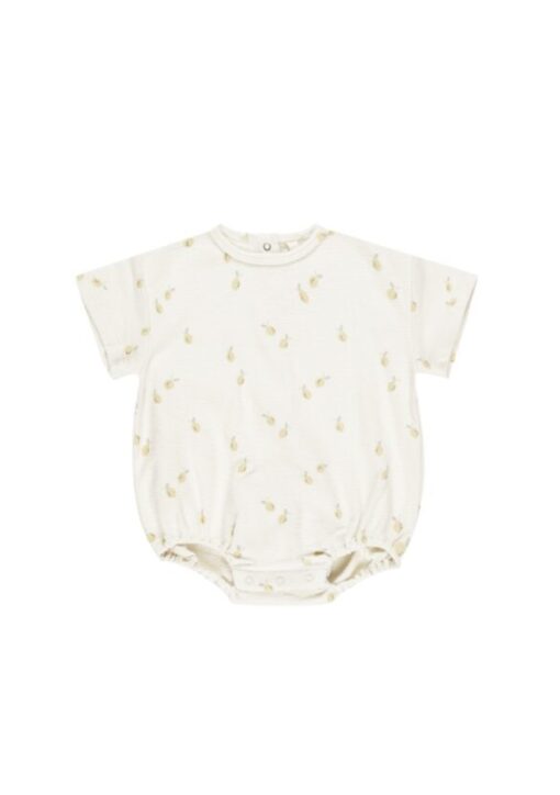 Relaxed Short Sleeve Bubble Romper | Lemons | Quincy Mae
