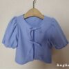 Ribbon puff Cardigan | Blauw