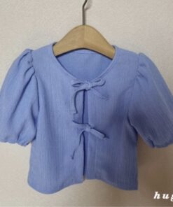 Ribbon puff Cardigan | Blauw