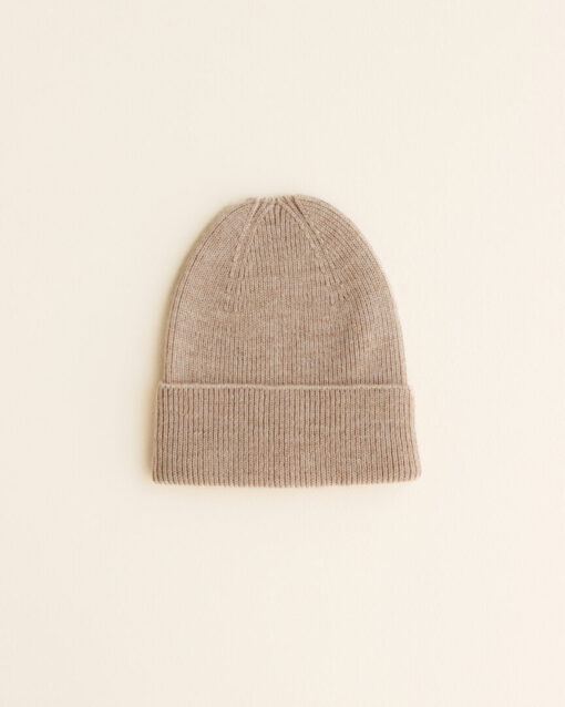 Hvid Beanie Fonzie newborn | Sand