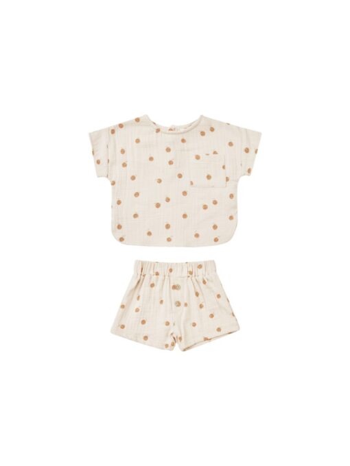 Woven boxy top + Short set | Oranges | Quincy Mae
