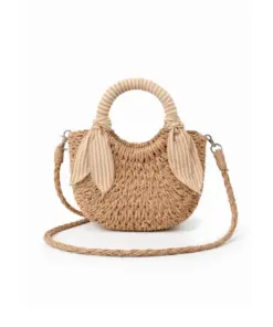 Mrs Ertha Mini straw bag - Toffee Lines